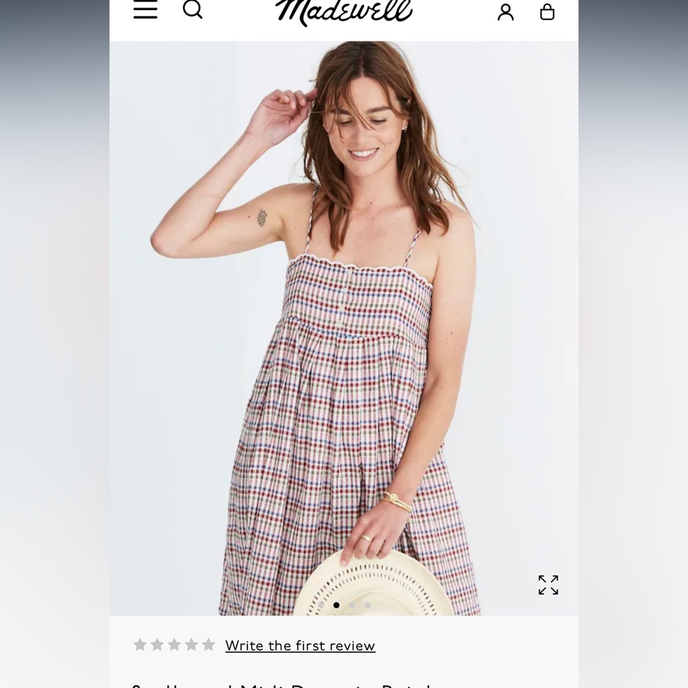 Madewell Scalloped Midi Dress In Rainbow Gingham